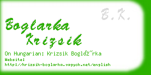 boglarka krizsik business card